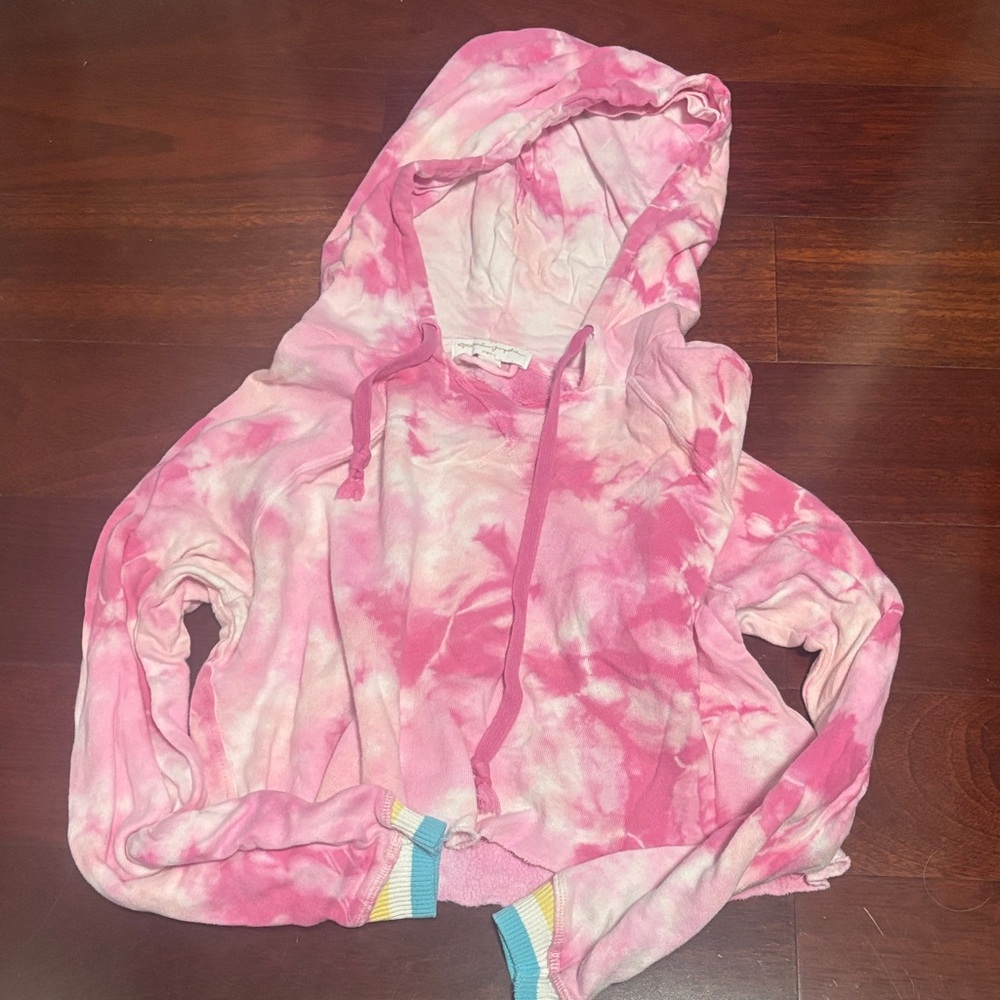 Spiritual Gangster Pink Tie-Dye cropped Hoodie size XS